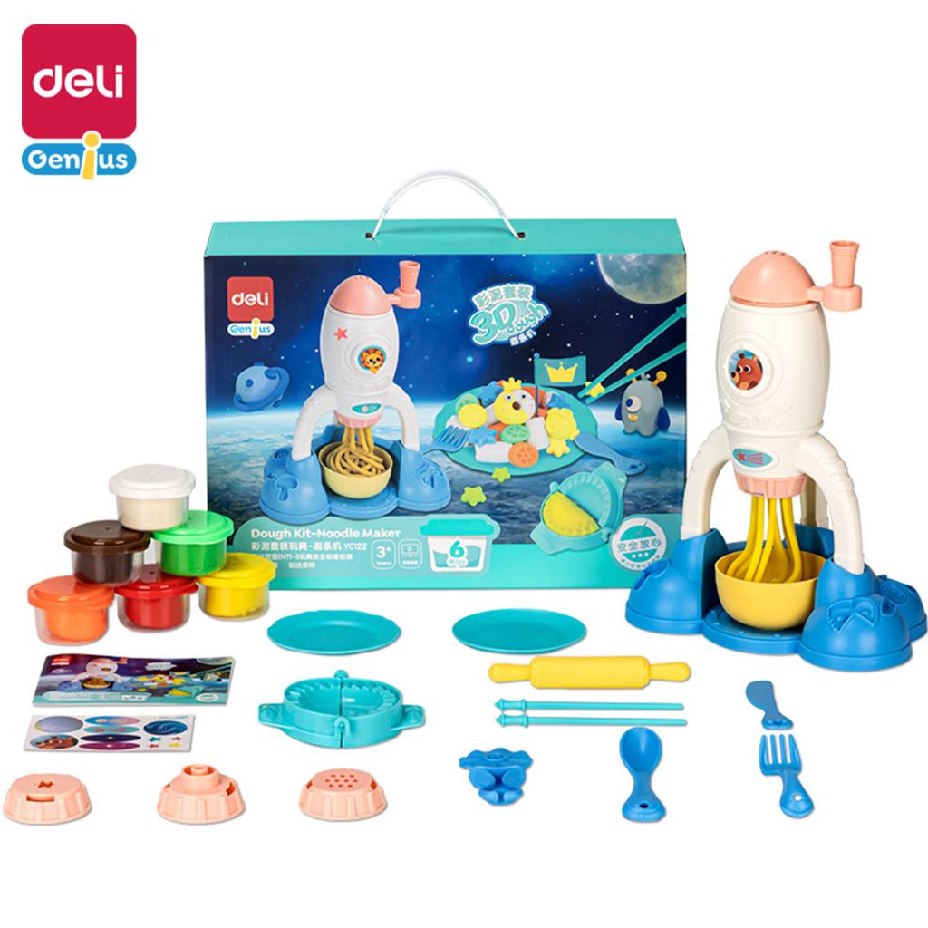 Set Đất Nặn Bột Mỳ Khuôn Và Máy Thủ Công Deli Cho Bé - Máy Làm Kem, Máy Làm Mỳ Mô Hình Tàu Không Gian - Màu Tự Nhiên An Toàn - Đồ Chơi Giáo Dục Nhập Vai Thông Minh Cho Bé - YC118- 122