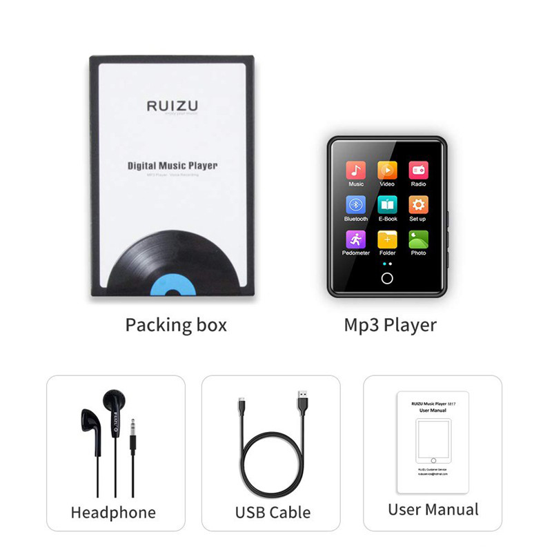Ruizu M17 - Máy Nghe Nhạc Full Cảm Ứng, Âm Thanh HiFi, Bluetooth 5.0 (16GB) - Hàng Chính Hãng