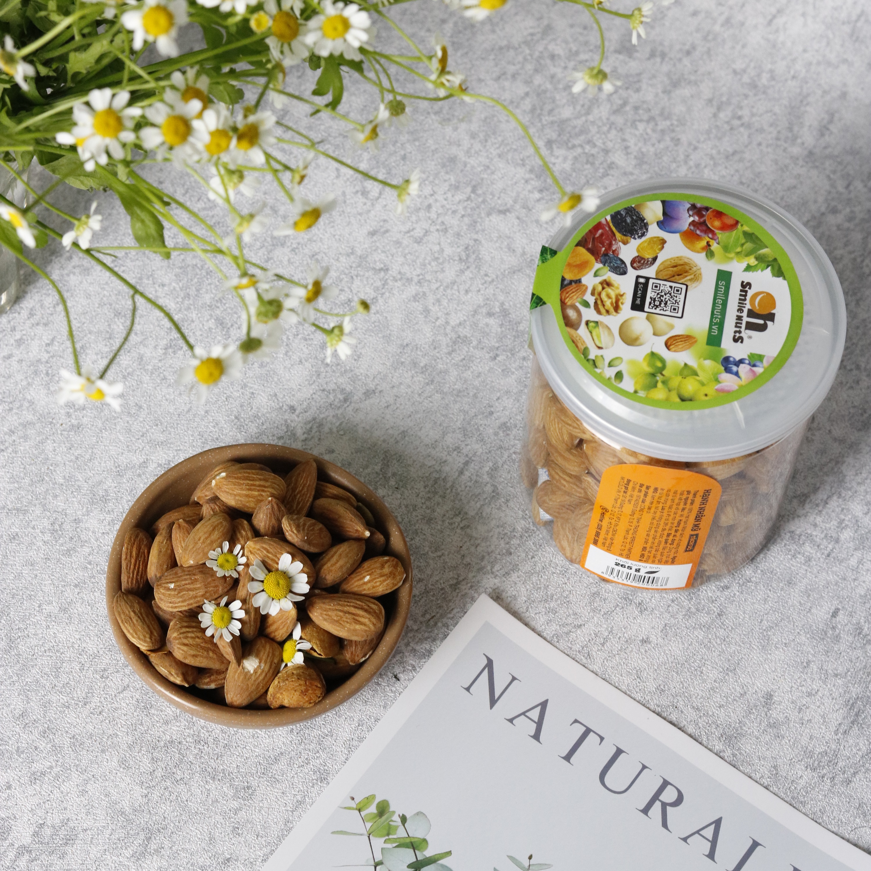 Hạt Hạnh Nhân Mỹ Tách Vỏ Smile Nuts  | Hạnh nhân nhập khẩu từ Mỹ, nướng mộc giòn rụm, thơm ngon