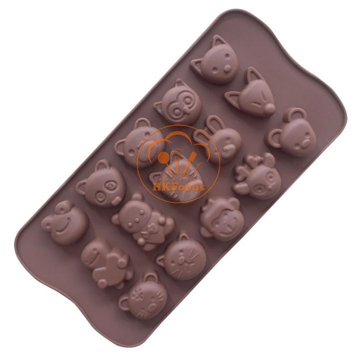 Khuôn silicon làm thạch rau câu, chocolate, làm bánh 15 hình mặt thú