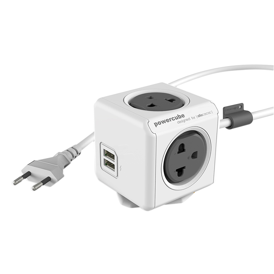 Ổ Cắm Điện Allocacoc PowerCube Extended 2 Sạc USB - Màu Ngẫu Nhiên (1.5m)