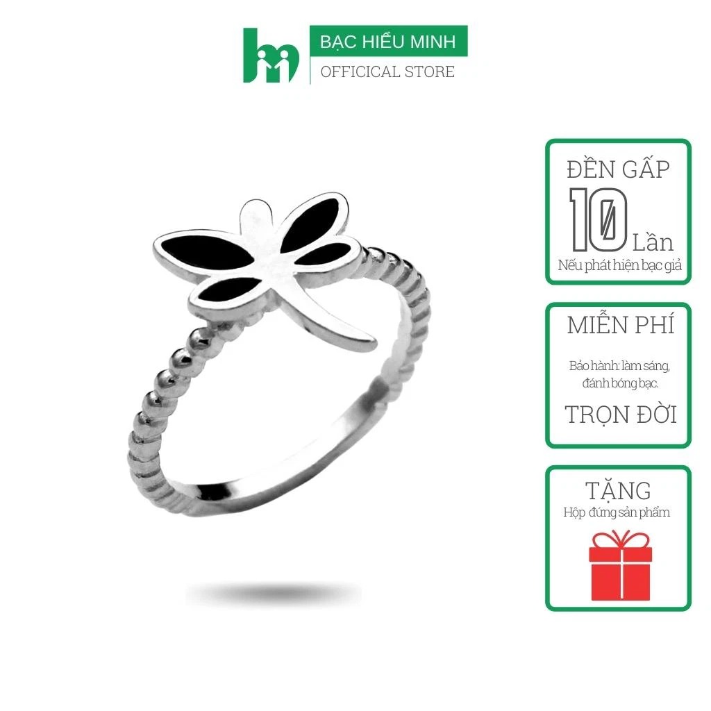 Nhẫn Nữ Bạc - Chuồn Chuồn Xinh - Bảo Hành Vĩnh Viễn Bạc Hiểu Minh NU121