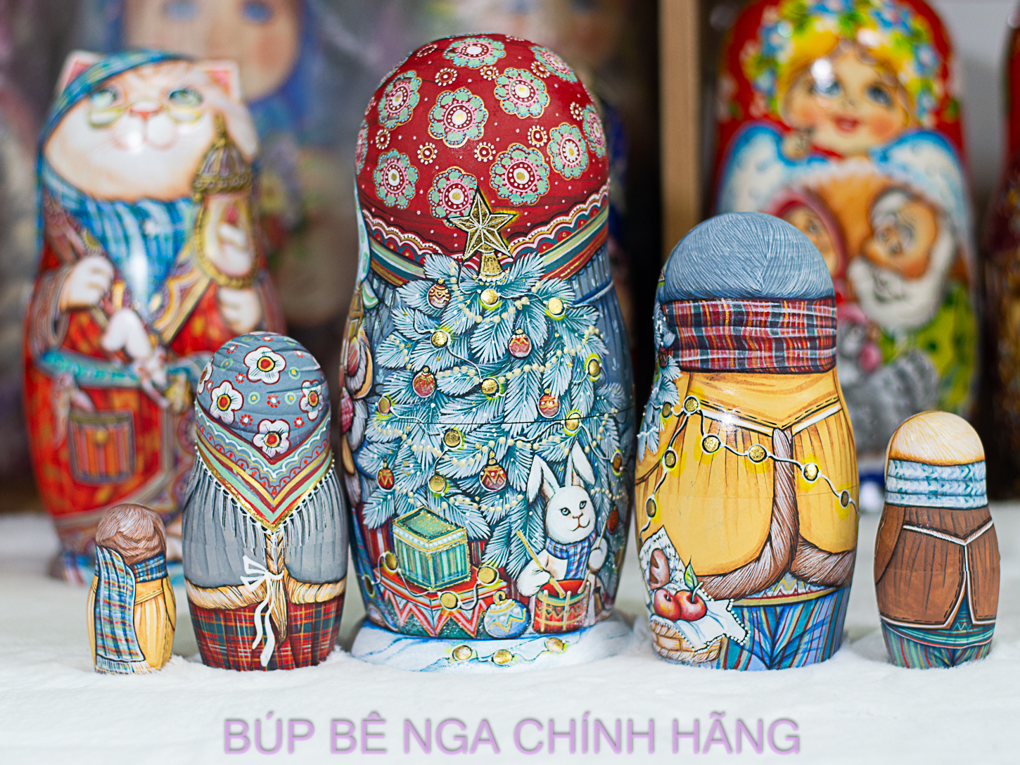 BỘ BÚP BÊ NGA MATRYOSHKA 5 LỚP 20CM HOA VĂN "CÔ BÉ MÙA ĐÔNG" CỰC ĐẸP VÀ PHONG CÁCH, CÁ TÍNH