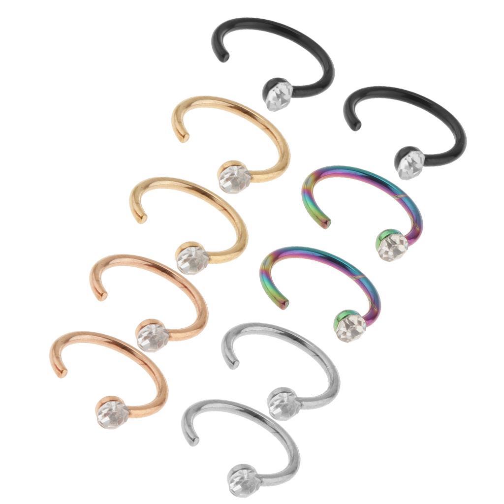 2-7pack 10Pcs Colors Stainless Steel Body Jewelry Ball Nose Ear Piercing Bar