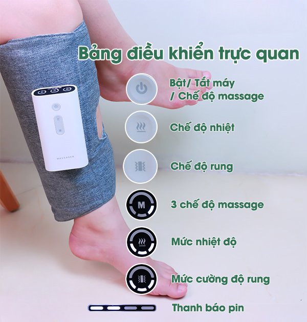 Máy massage bắp chân,đai massage chân chạy bằng pin ,giúp giảm đau, căng cứng cơ chân
