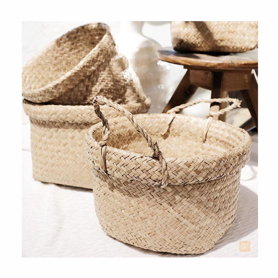 GIỎ CỎ BÀNG ĐAN ĐỰNG CÂY - TRANG TRÍ NỘI THẤT