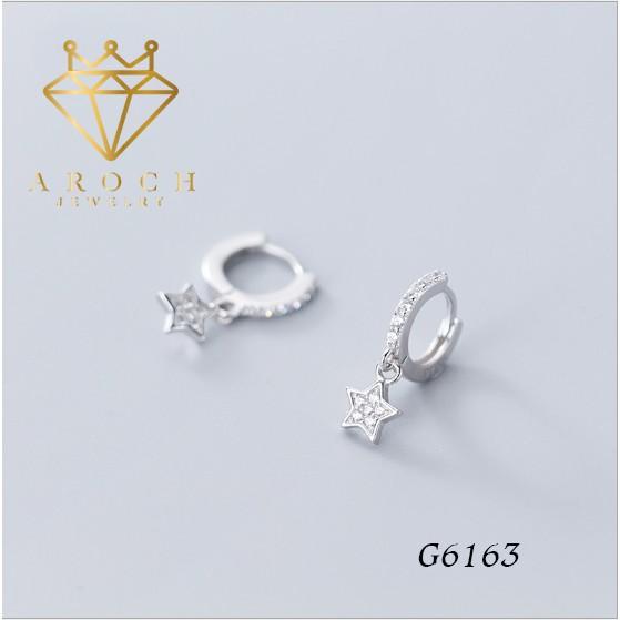 Khuyên tai bạc Ý s925 gắn sao 5 cánh G6163 - AROCH Jewelry