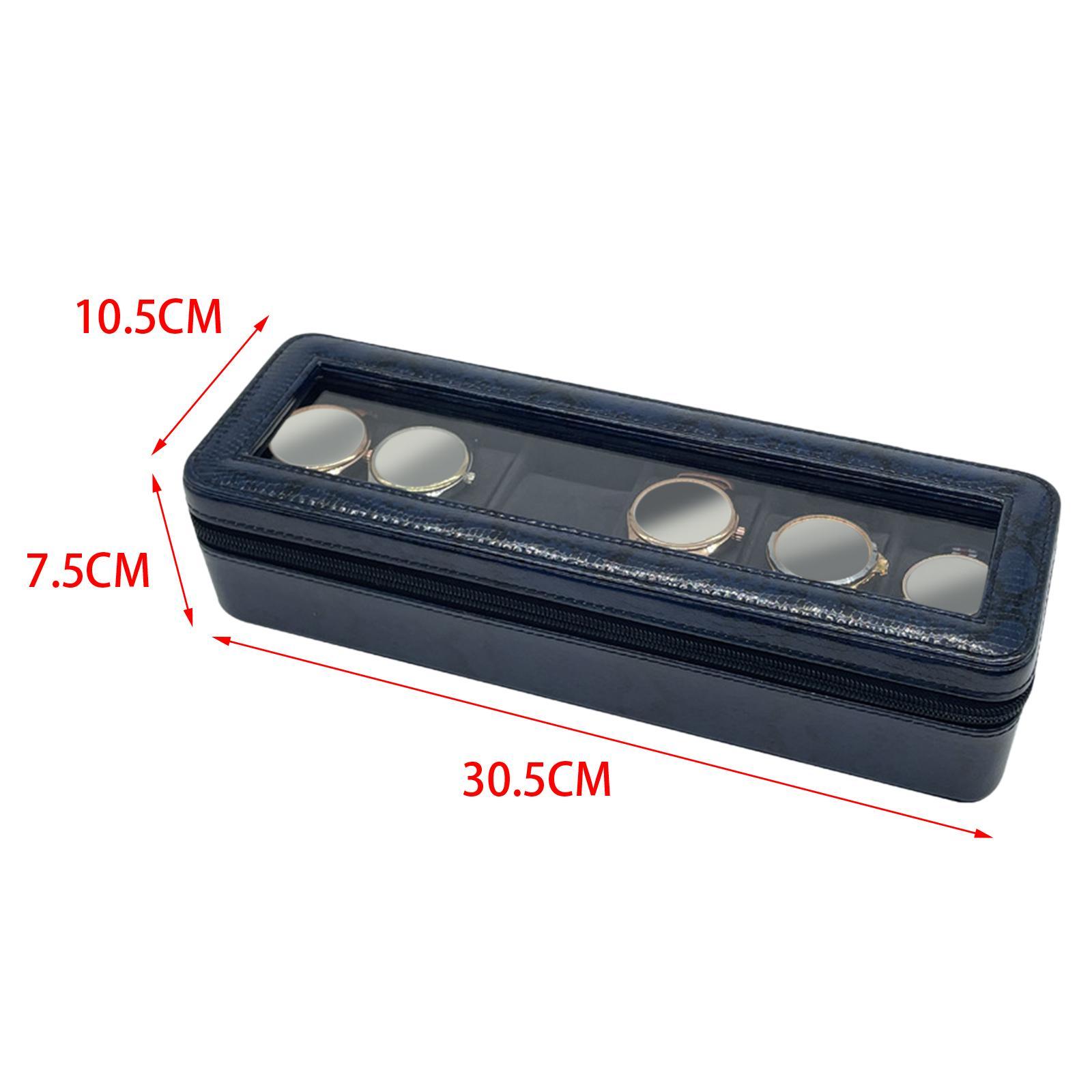 Watch Box Fits All Wristwatches 6 Slot Jewelry Storage for Men and Women
