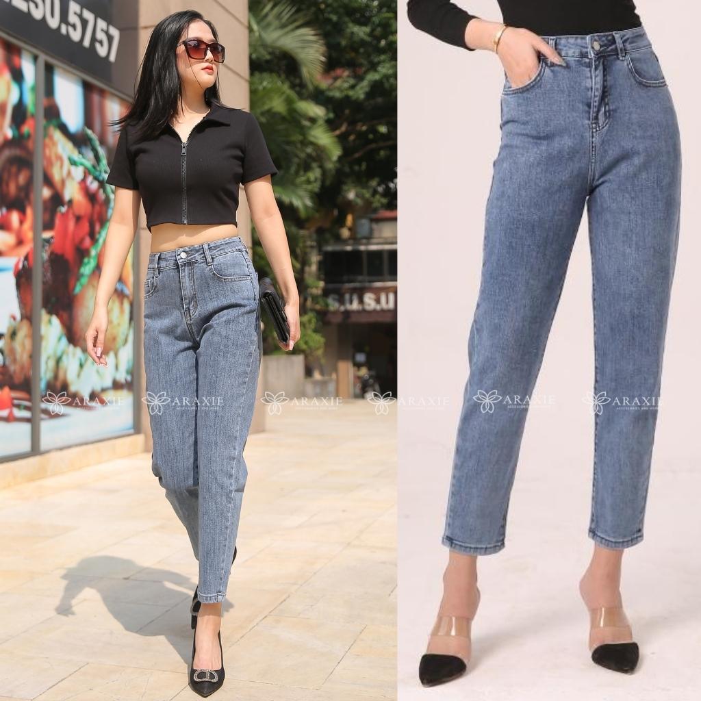 Quần jeans baggy nữ màu xanh nhạt co giãn 4 chiều JABG02