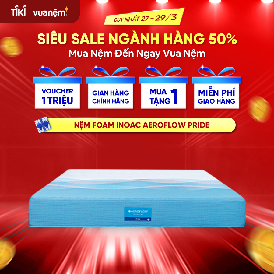 Nệm Foam cao cấp Aeroflow Pride phân tán và giải phóng áp lực, nâng đỡ chuyên sâu theo vùng