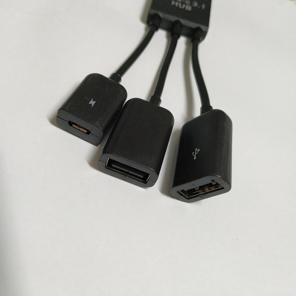 3 in 1 USB C Type C OTG Host Cable Hub Cord Adapter Splitter Connector Black