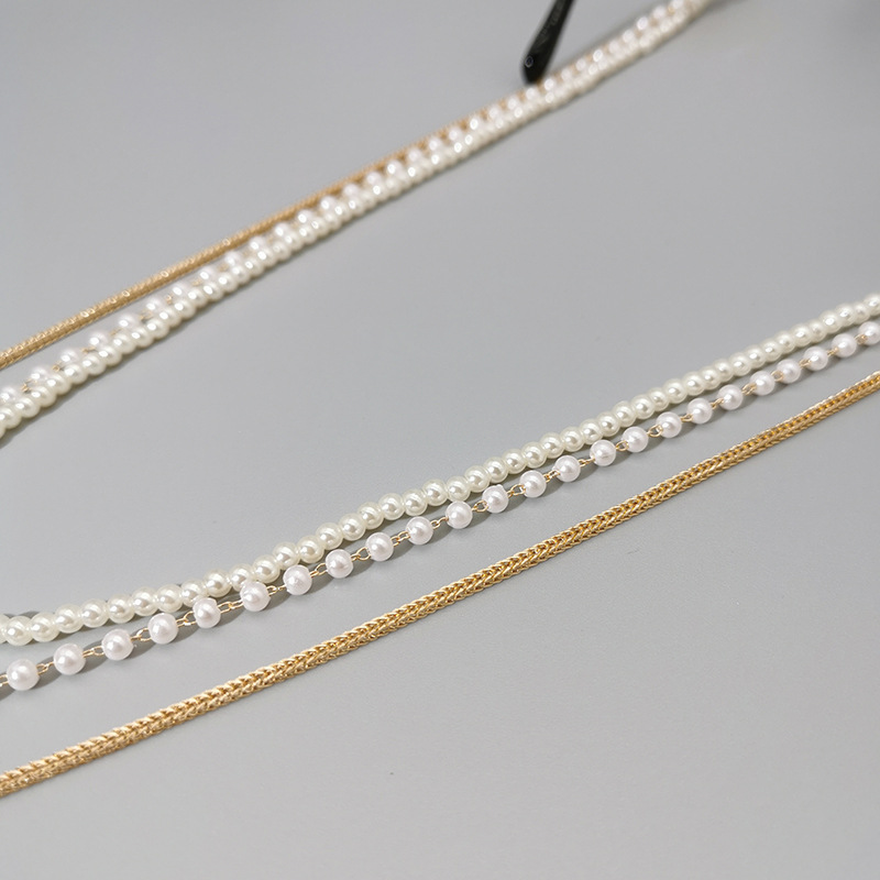 Dây chuyền đeo kính mắt 3 lớp layer phối chuỗi ngọc trai sang chảnh phụ kiện kính hot hit trend Âu Mỹ xu hướng thời trang mới