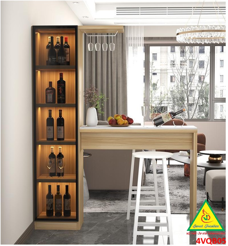 Quầy bar mini, quầy bar kiêm vách ngăn phòng khách nhà bếp 4VQB05 ( Không kèm ghế )- NỘI THẤT LẮP RÁP VIENDONGADV