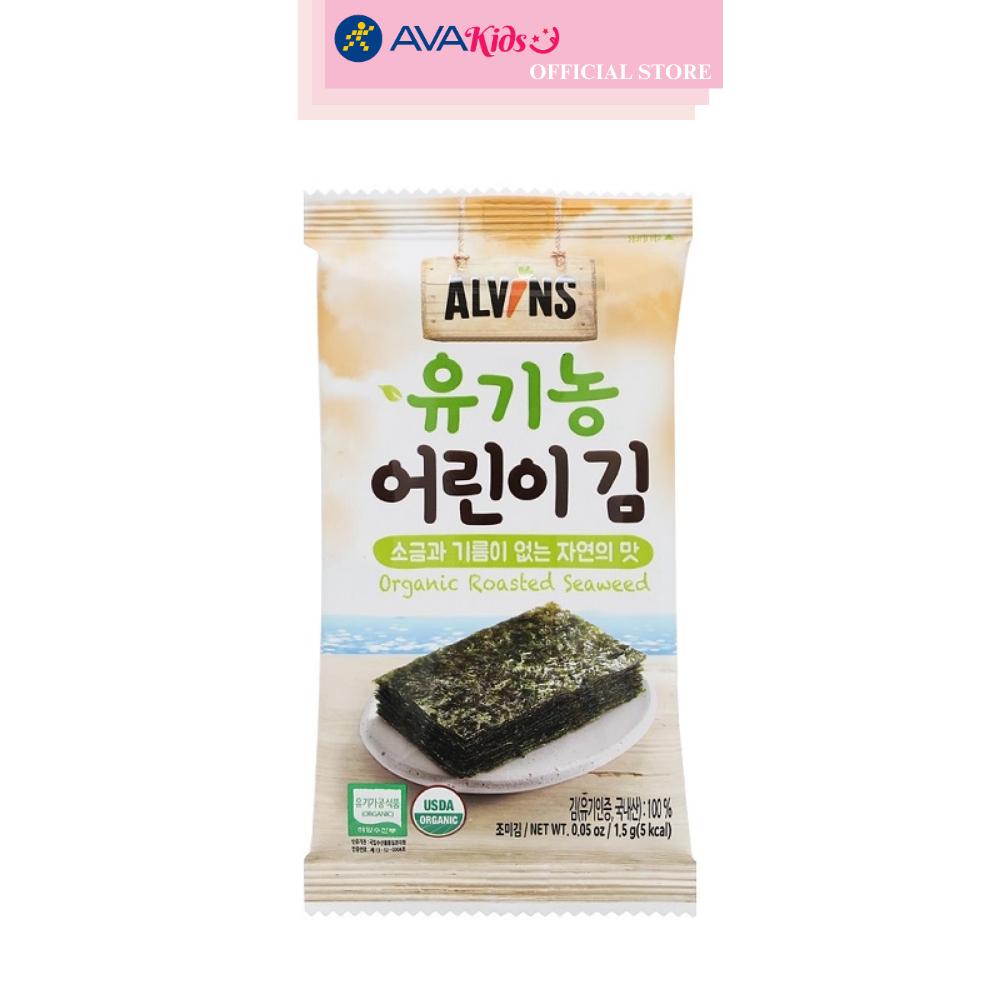 Hộp 10 gói snack rong biển hữu cơ tách muối vị truyền thống Alvins 1.5g (từ 6 tháng)