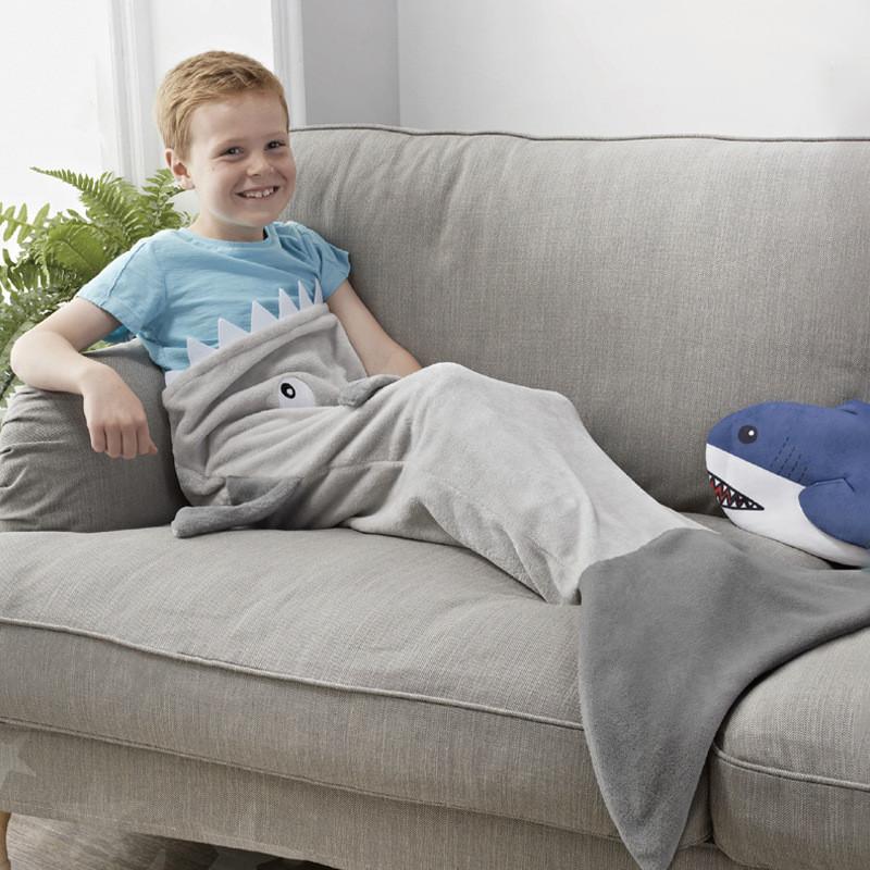 Trẻ Em Trẻ Em Nàng Tiên Cá Chăn Cá Mập Người Cá Chăn Ngủ Bao Sofa Giường Đôi Dép Nỉ Trẻ Em Túi Ngủ 140X70cm
