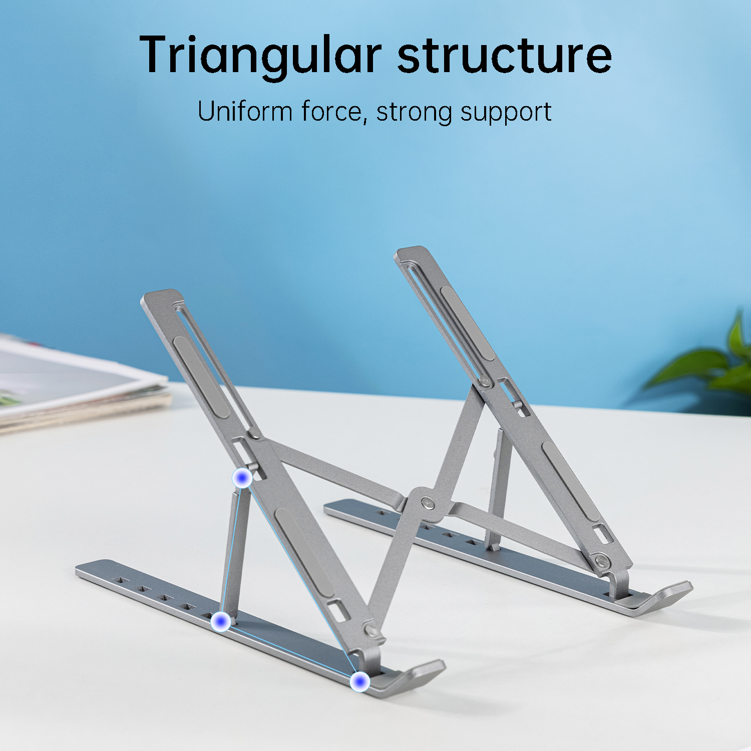 Giá Đỡ Laptop Hợp Kim Nhôm Cao Cấp Gấp Gọn Kèm Túi Đựng, Giúp Tản Nhiệt Laptop, Macbook, Ipad, Máy Tính Xách Tay Vị Trí Điều Chỉnh Nhiều Góc Độ Deli VS780 - Chống Mỏi Cổ, Vai, Gáy - Hàng Chính Hãng