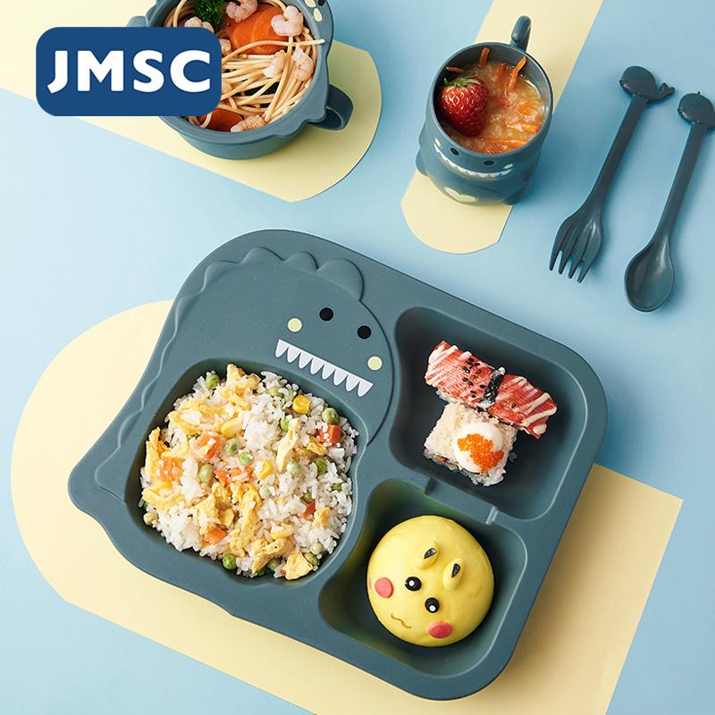 JMSC Bé Khủng Long Bộ Đồ Ăn 6 Trẻ Em Ăn Tối Tre Huấn Luyện Bộ Chén Muỗng Đĩa Dĩa Thả Chịu Ăn món Ăn Tiện Ích