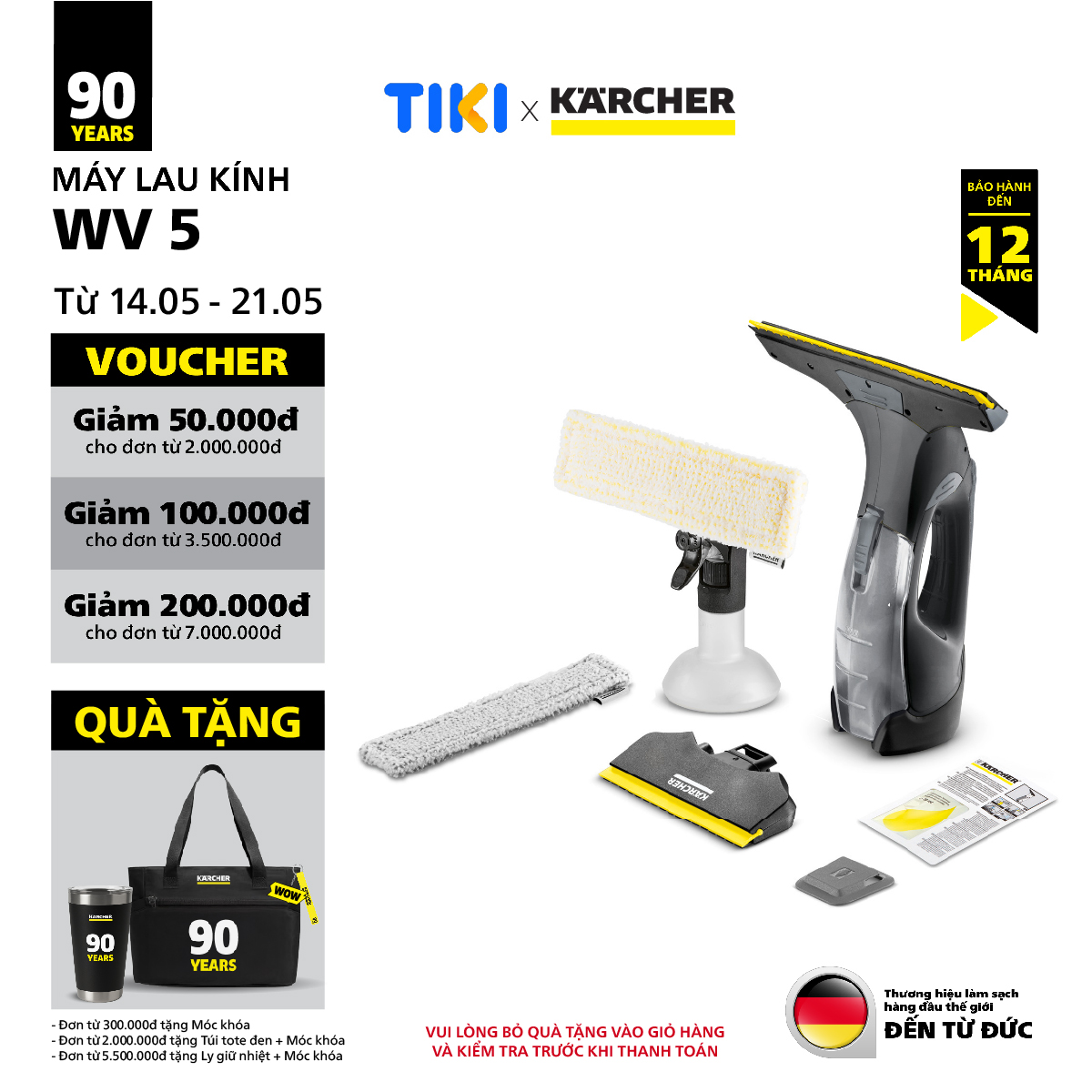 [Sản xuất Châu Âu] Máy lau kính dùng pin cầm tay WV 5 Plus - Phiên bản giới hạn 2025 - Bảo hành chính hãng 15 tháng - Hàng Chính Hãng