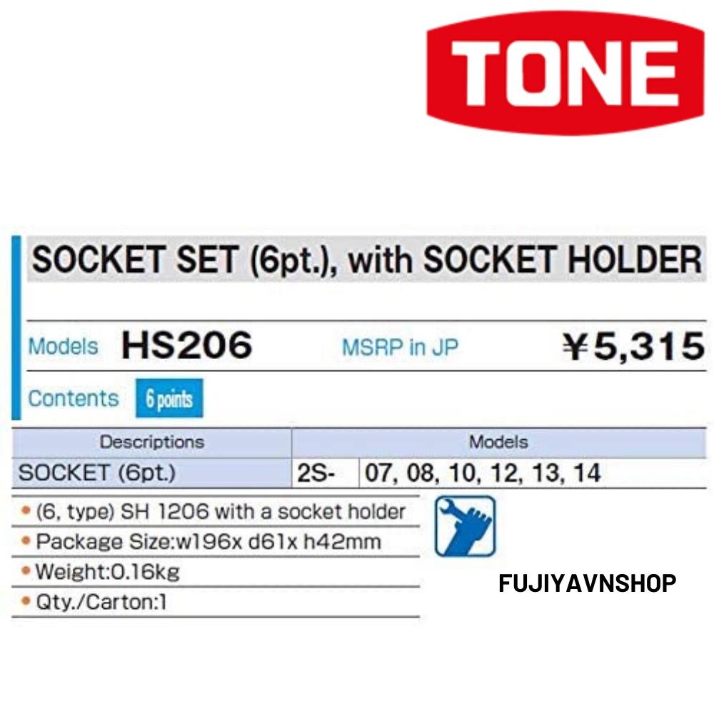 Bộ đầu khẩu 6 canh Tone HS206 gồm 6 chi tiết (1/4")