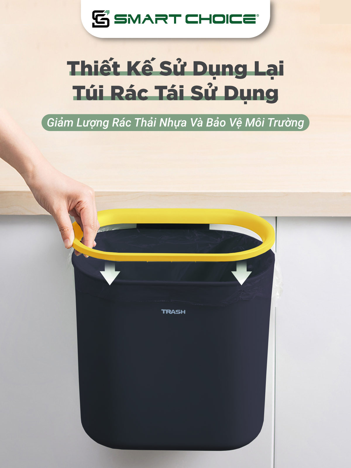 Thùng Rác Treo Tủ SMARTCHOICE 7.5L Màu Xanh Lam Tiện Dụng Cho Sinh Hoạt Gia Đình SCG-PK100