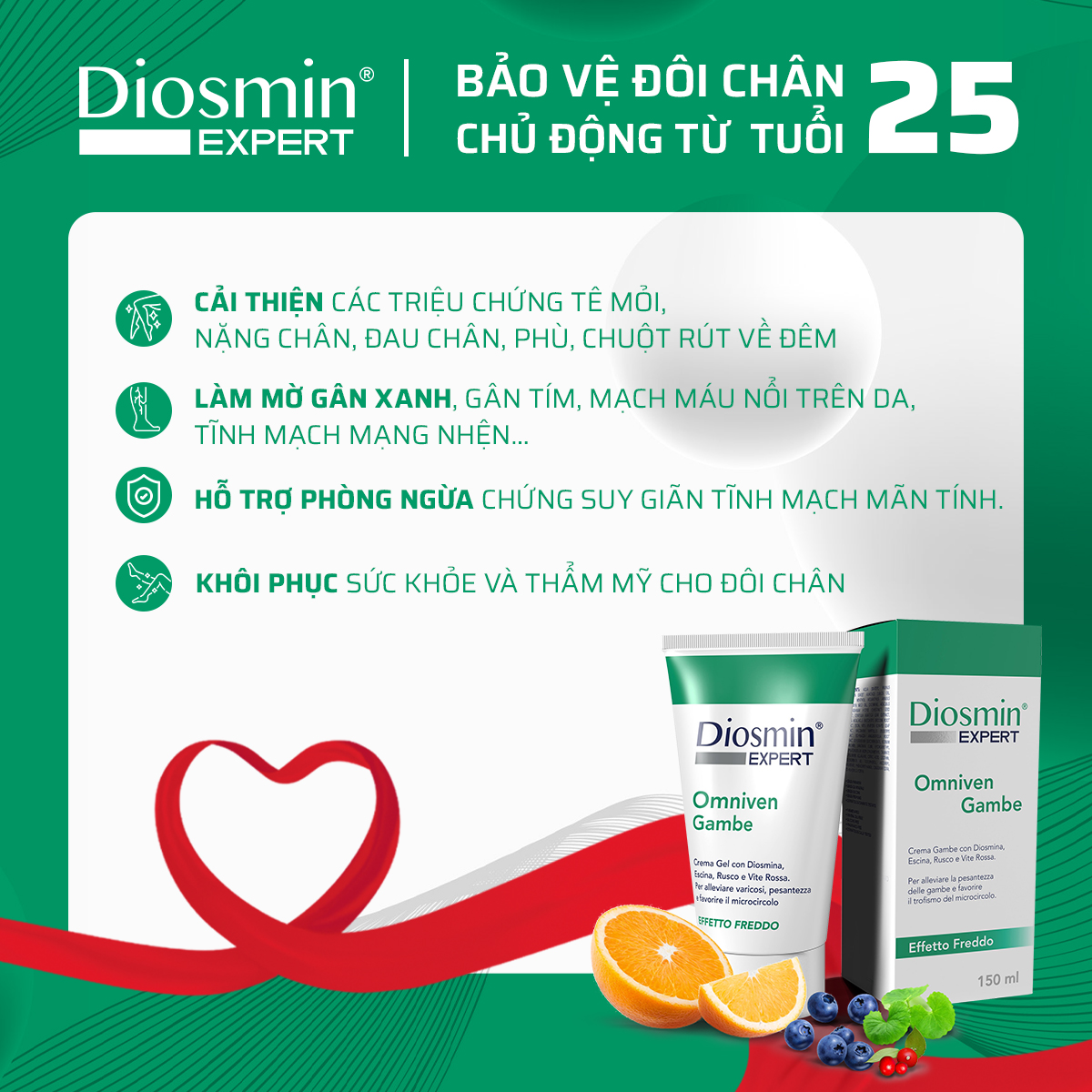 Combo 3 Kem bôi suy giãn tĩnh mạch Diosmin Expert