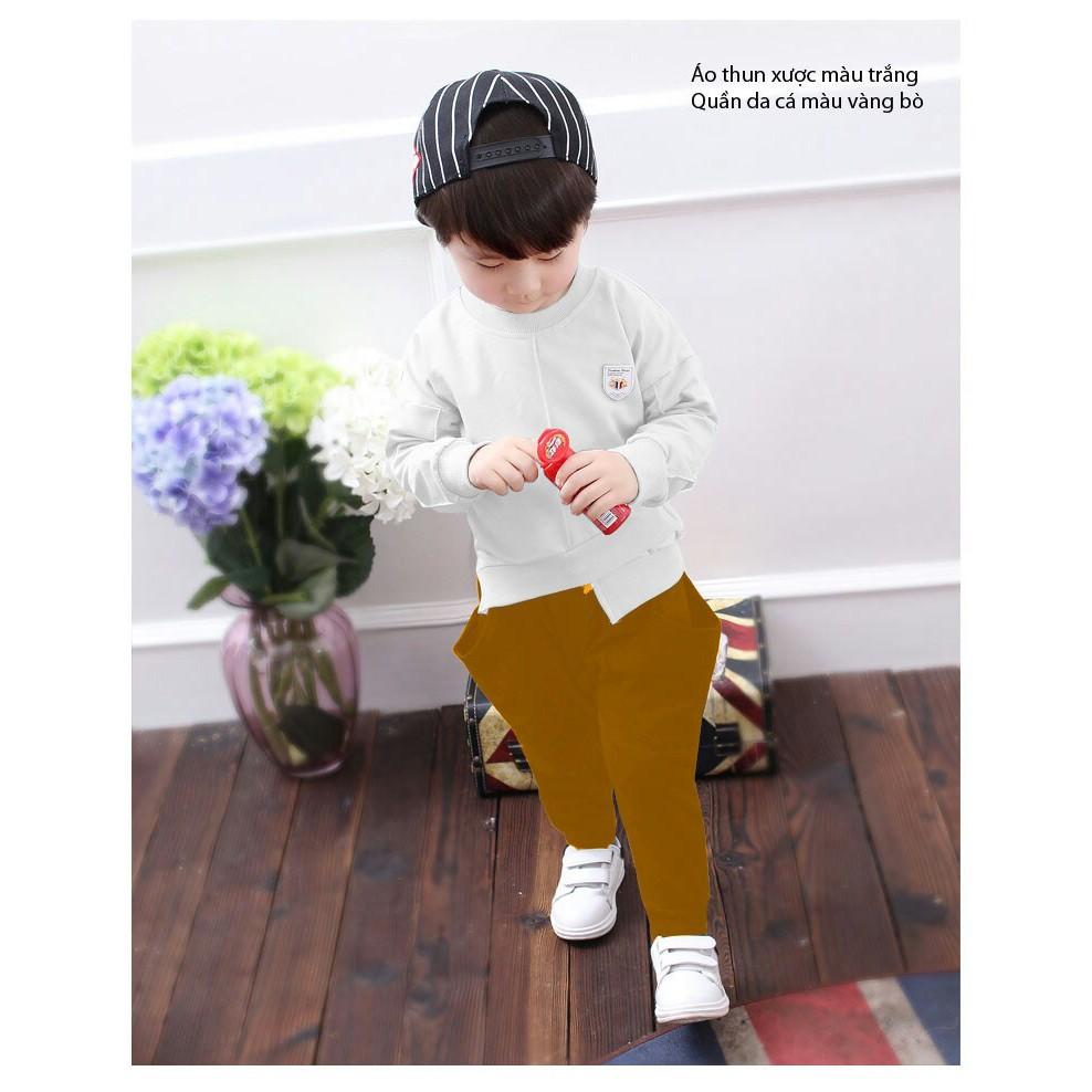 Bộ quần áo dài ấm áp cho bé trai, hình thêu, may lệch tà sành điệu - Quần áo trẻ em - SockiMall