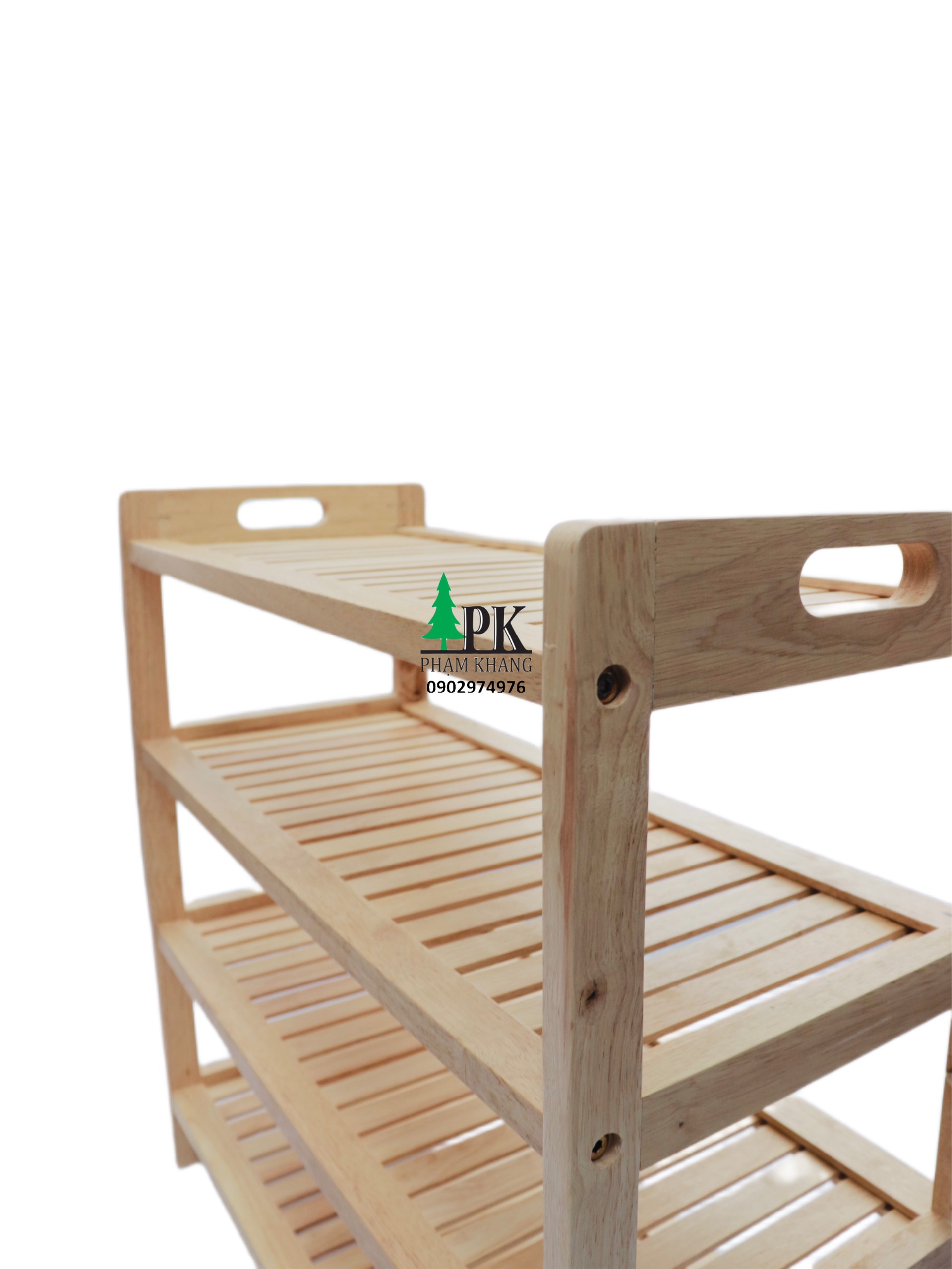 Kệ giày dép 4 tầng Start Decor - Gỗ cao su tự nhiên - Màu Gỗ Tự Nhiên/ Vàng Cherry - Kích thước rộng 64 cm/ 70 cm
