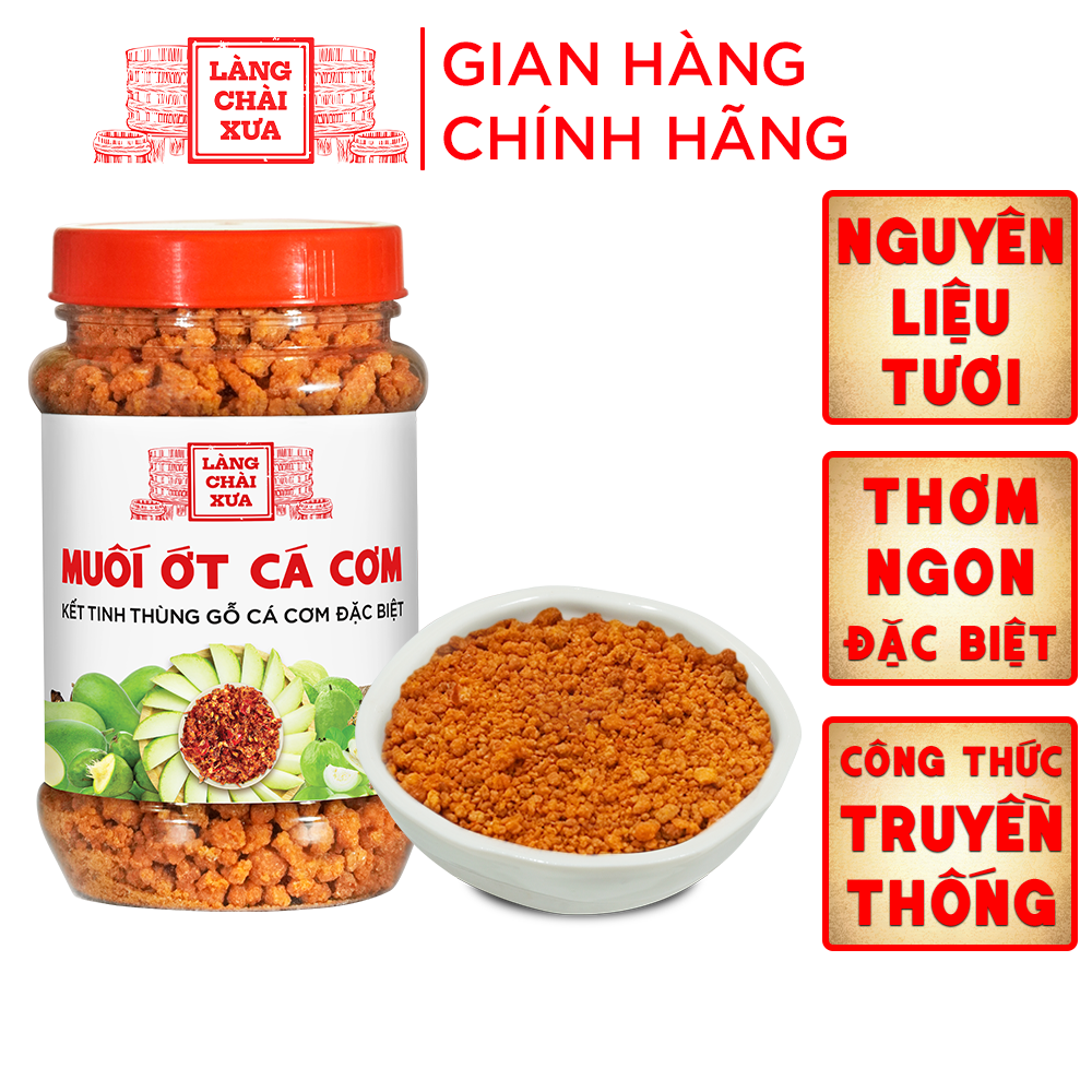 Muối ớt cá cơm Làng Chài Xưa kết tinh thùng gỗ, cá cơm đặc biệt thơm ngon hủ 180g