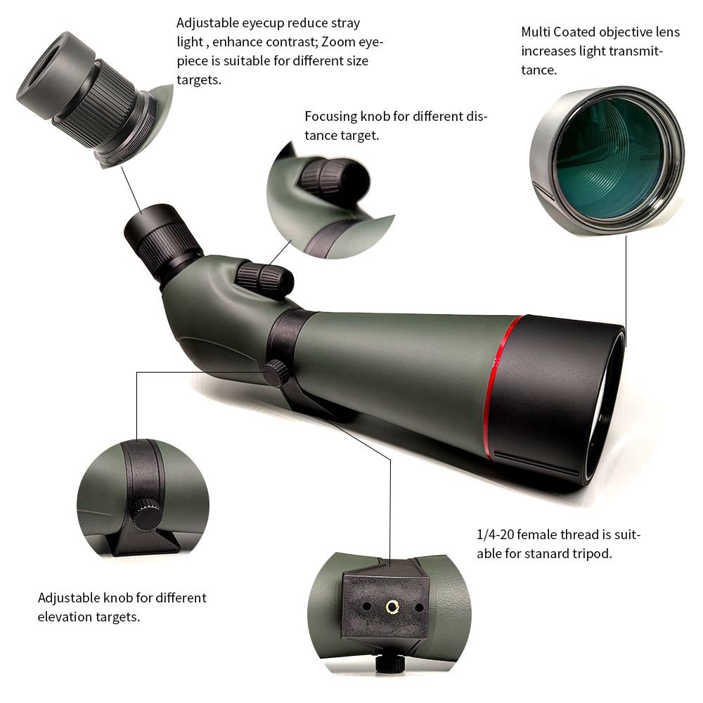 New 20-60x80 Scope Spotting 16-48x65 Long Range Telescope for Adventure