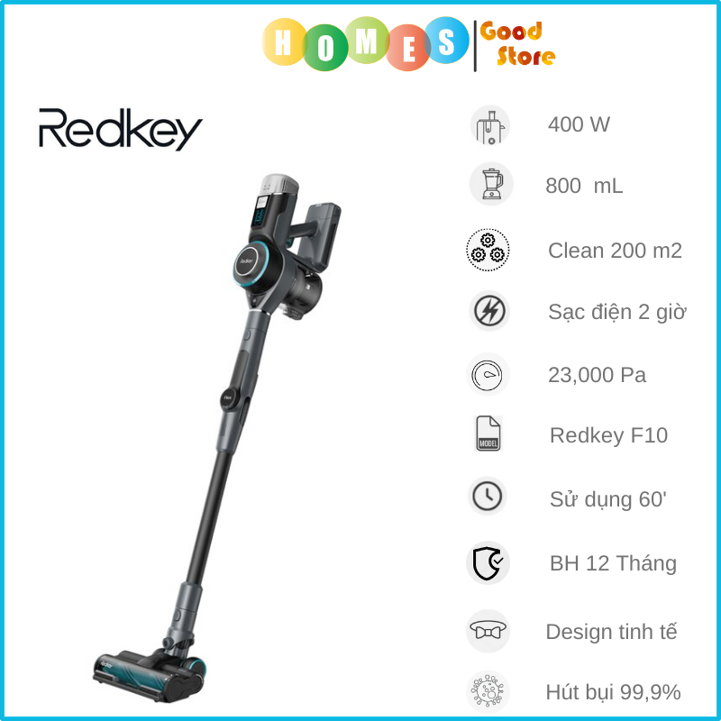Máy Hút Bụi Không Dây Xiaomi Redkey P9 Công Nghệ Giảm Ồn 5 Cấp Lực Hút 30.000 Pa Công Suất 350 W - Hàng Chính Hãng