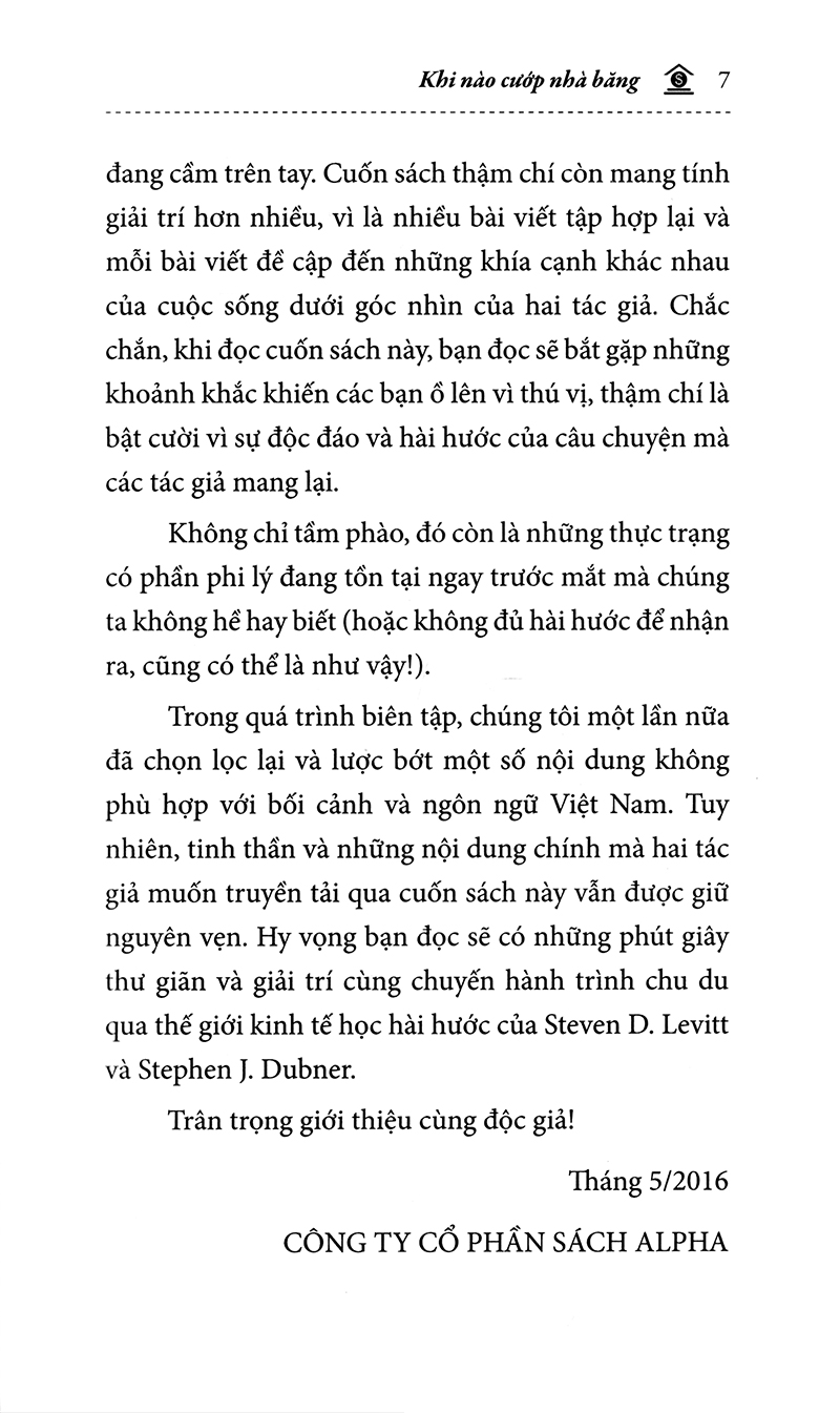 Khi Nào Cướp Nhà Băng - Những Nhà Kinh Tế Học Hài Hước Nhìn Thế Giới Như Thế Nào