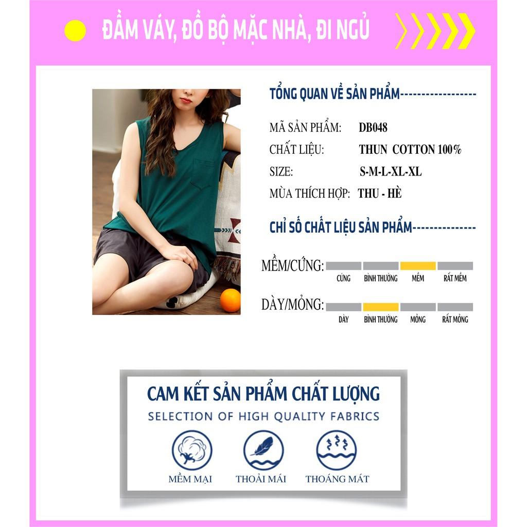 DB048 - Đồ bộ nữ thun cotton siêu dễ thương làm đồ mặc nhà, đồ đi chơi, đồ đi ngủ. Áo quần thun nữ cotton. Macmot