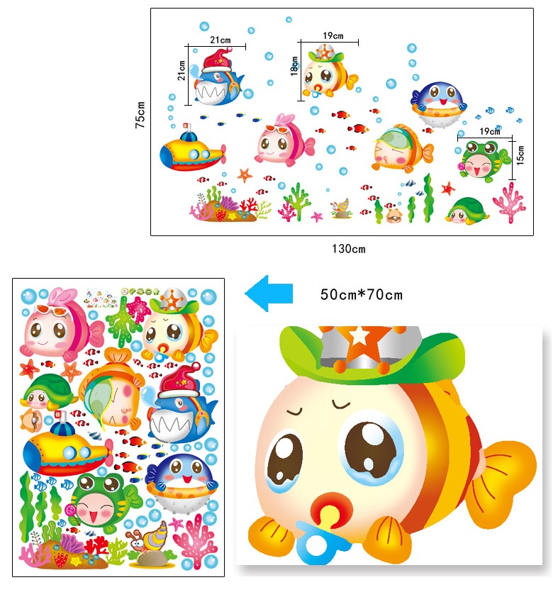 Decal dán tường Đàn cá ngộ nghĩnh AmyShop DB006