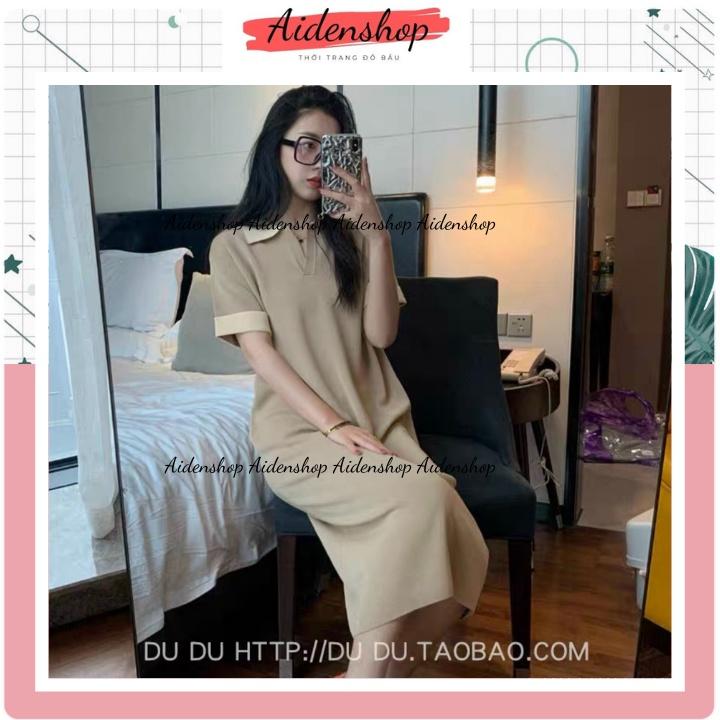 Váy bầu công sở Aidenshop đầm bầu thời trang chất len 45-80kg thu đông