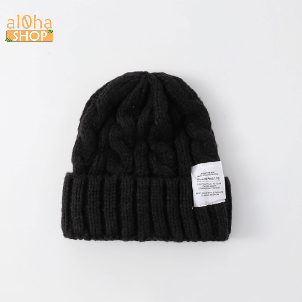 Nón đính tag - Mũ len thừng trơn Ulzzang Unisex nam nữ - al0ha Shop