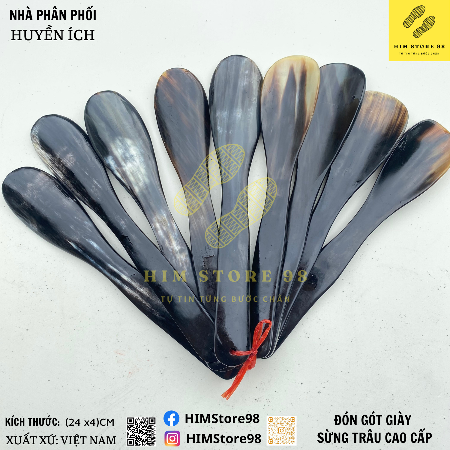 Cây xỏ giày HIM STORE 98 làm từ sừng trâu nguyên chiếc dài 24cm - loại 2