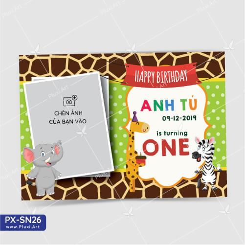 Thiệp thôi nôi – sinh nhật theo yêu cầu Pluxi