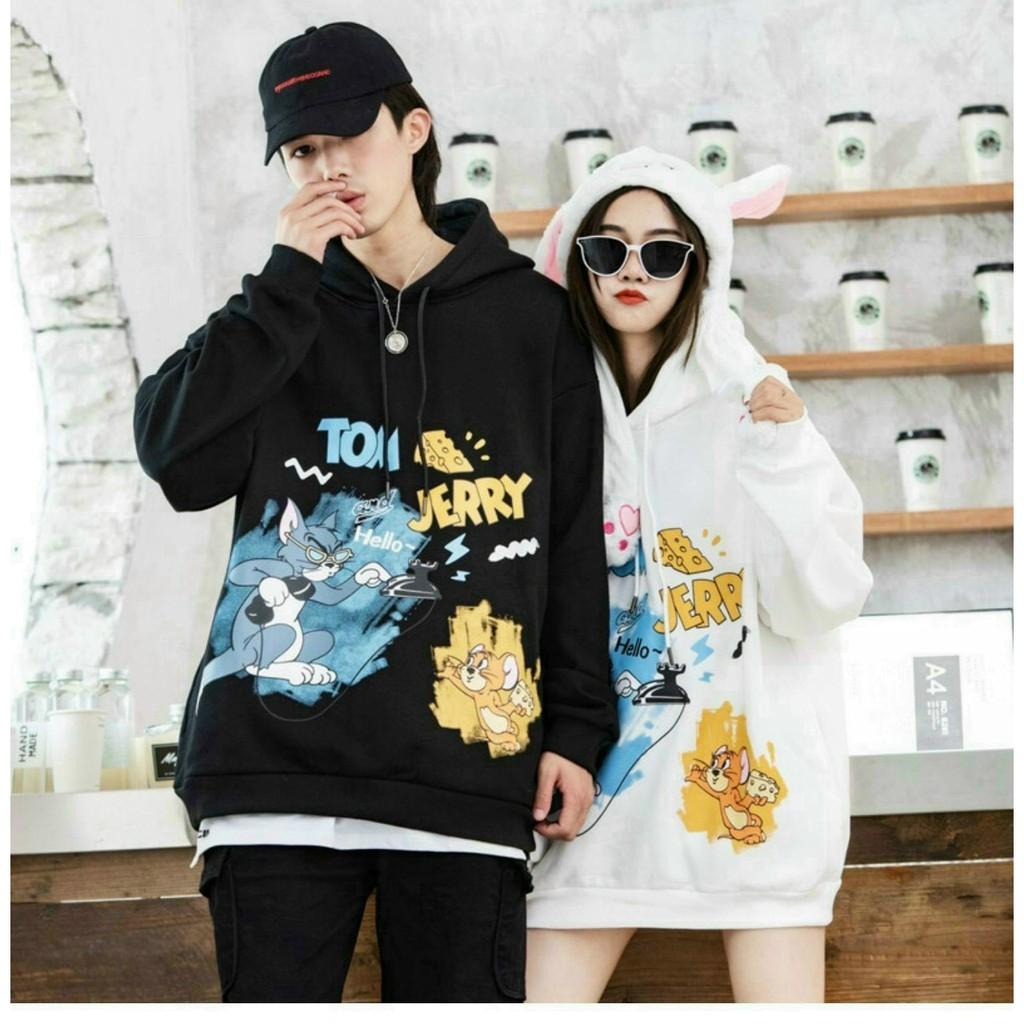 Áo khoác, áo hoodie unisex nam nữ nỉ ngoại form rộng Tom and Jerry