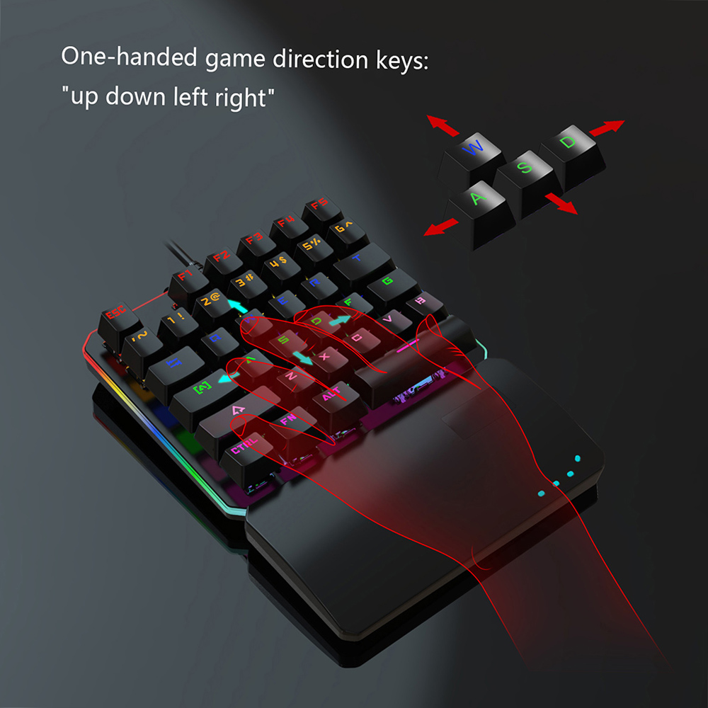 HXSJ V200+J600 Combo Wired Gaming Mouse 9-key Macro Programming Mice & Switch One-handed Mechanical