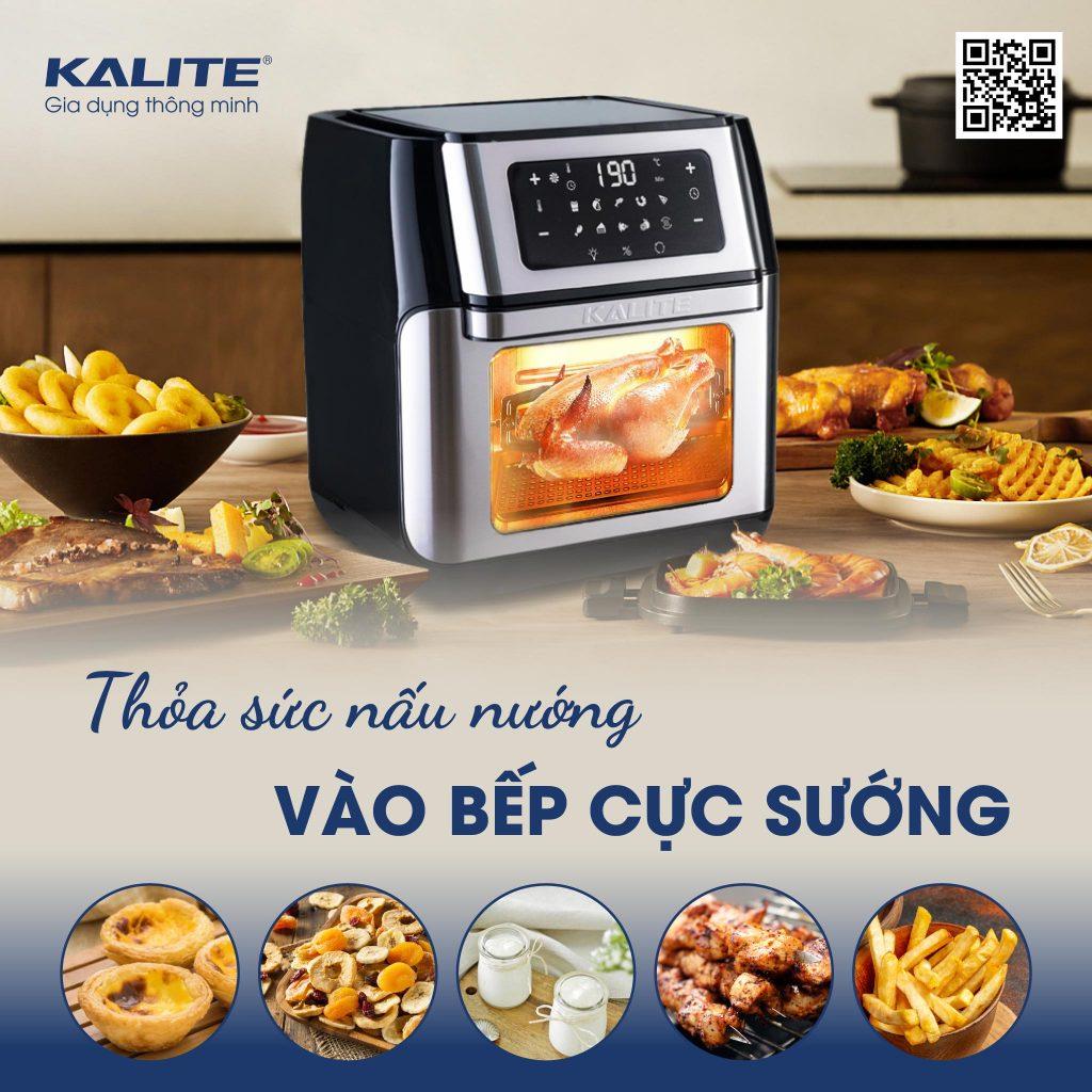 Nồi Chiên Không Dầu Kalite Q10, 1800W-10Lit, Xiên Lồng Quay Khi Nướng, hàng chính hãng