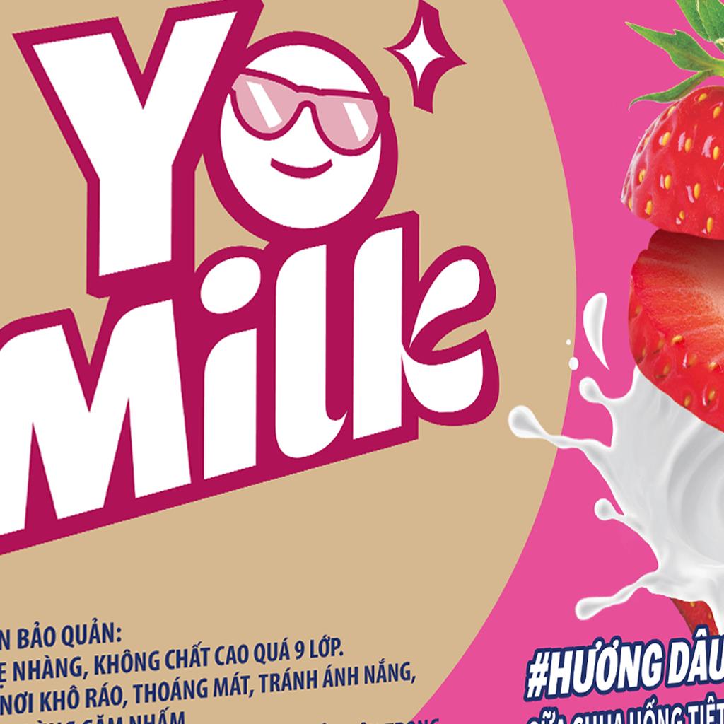 Sữa chua uống hương dâu Vinamilk Yomilk - Thùng 48 hộp 170ml