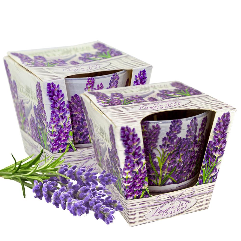 Combo 2 ly nến thơm Bartek nhập khẩu Châu Âu Lavender Basket 115g - hoa oải hương