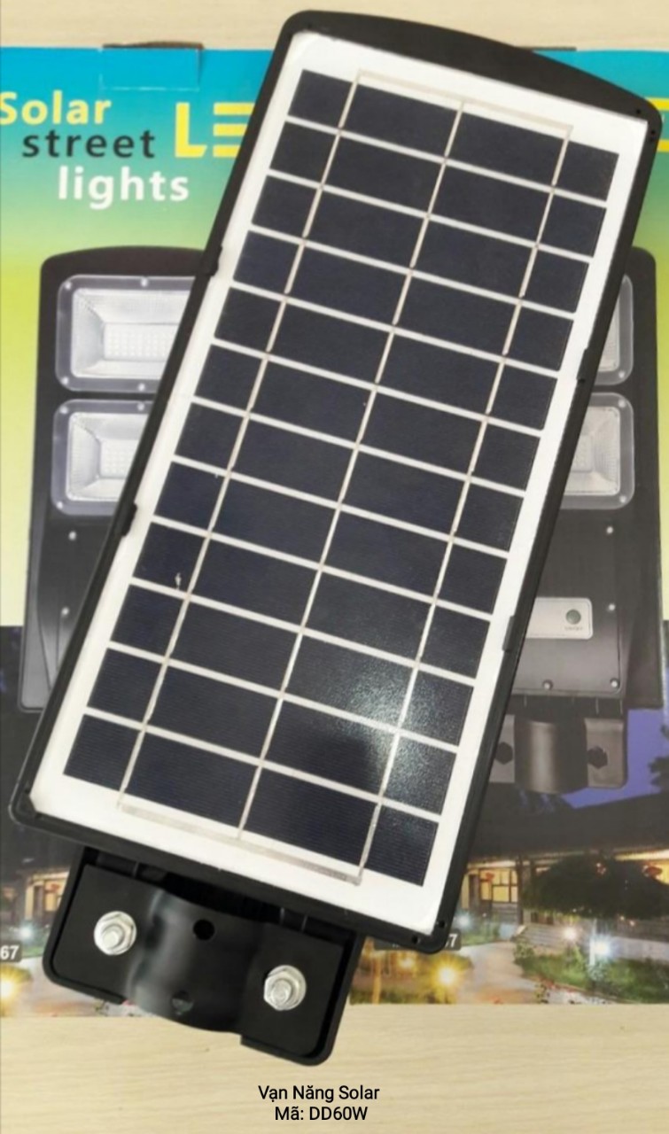 Đèn Đường Năng Lượng Mặt Trời 60W - IP66 Chống Thấm Nước, Có Remote Điều Khiển Từ Xa