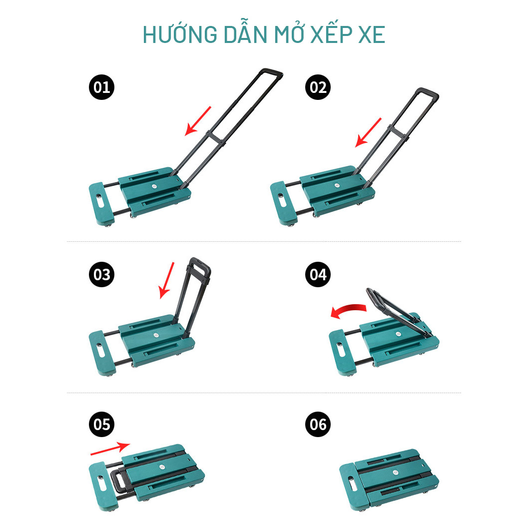 Xe Đẩy Gấp Gọn Đa Năng Xe Kéo Đi Chợ 6 Bánh