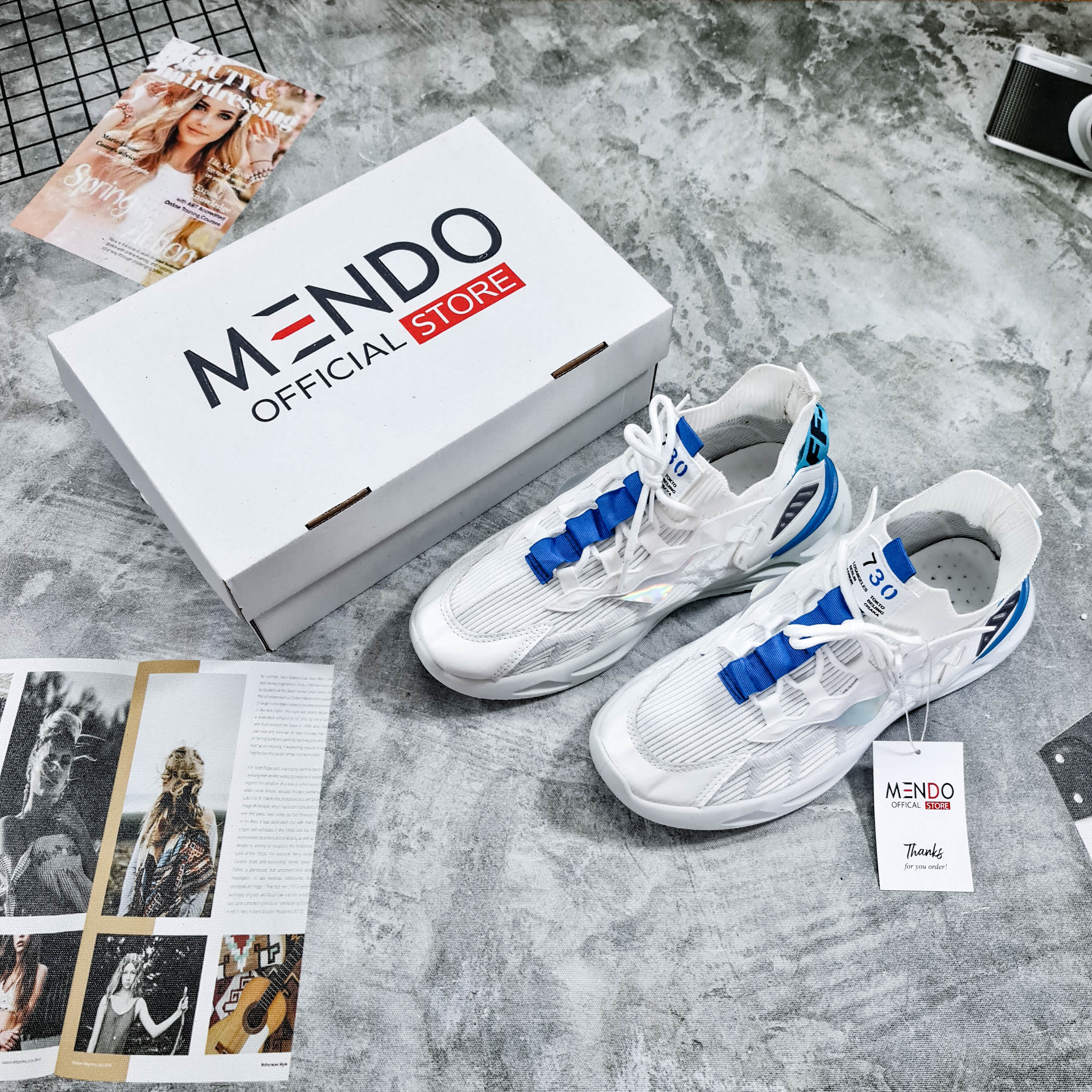 Giày Thể Thao Nam MENDO - Giày Sneaker Màu Đen - Trắng, Giày Thoáng Khí Cao Cấp, Đế Xốp Nhẹ, Đàn Hồi Tốt - G5441