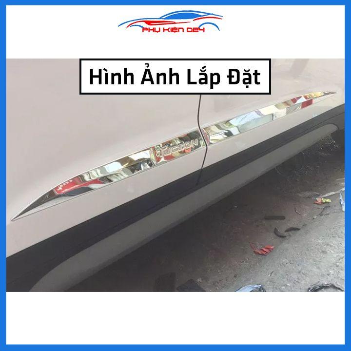 Bộ ốp nẹp sườn Tucson 2016-2017-2018-2019-2020-2021 mạ crom bản to trang trí làm đẹp xe