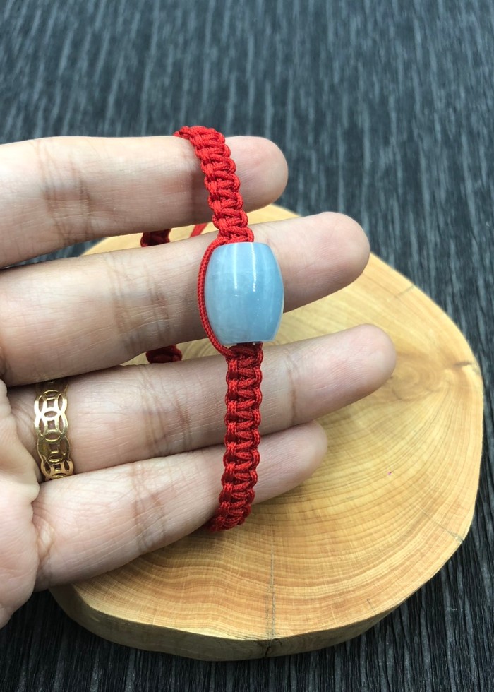 Vòng Tay Chỉ Đỏ Lu Thống Đá Aquamarine