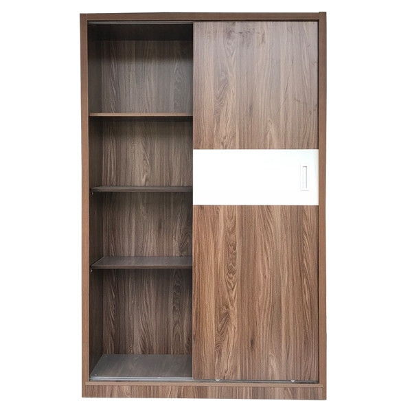 Tủ Áo Cửa Lùa 1m2 Gỗ MDF Melamine Màu Óc Chó Sọc Trắng