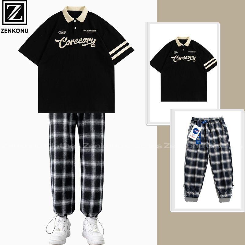 Bộ Đồ Nam Mùa Hè Áo Thun Polo Coreevry Quần Jogger Kẻ Caro Thời Trang Zenkonu TOP NAM 264 + QUAN NAM 137