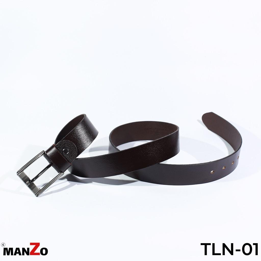 Dây lưng nam da bò màu nâu MANZO TLN-01 bảo hành 18 tháng